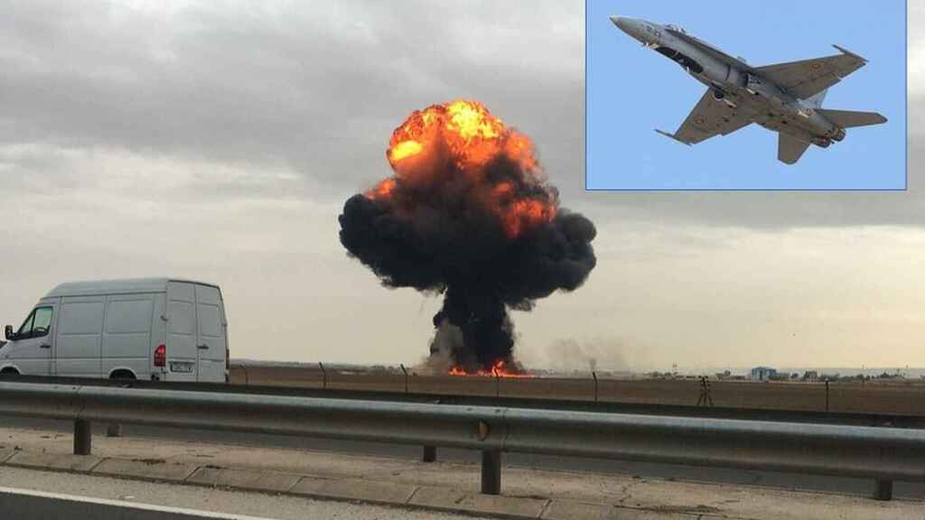 El F-18 español que se estrelló por una herramienta olvidada en su motor